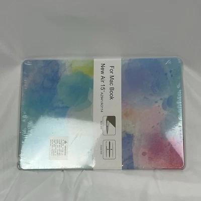 Mac Book Air 15 capa e estojo novo com etiquetas aquarela pastel - Imagem 1 de 4