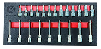 BRITOOL HALLMARK 22PC 3/8" HEX / ALLEN KEY BIT SOCKET SET STANDARD & BALL-END 3- - Image 1 of 2