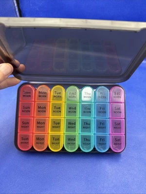 3 Times a Day Weekly Pill Organizer, 7 Day Medicine Box, Portable Easy Open - Image 1 of 4