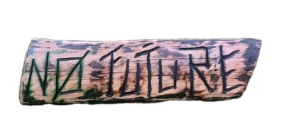 Chainsaw Carving Cyberpunk 2077 No Future Sign Wood Carving Night City Fan Art - Image 1 of 4