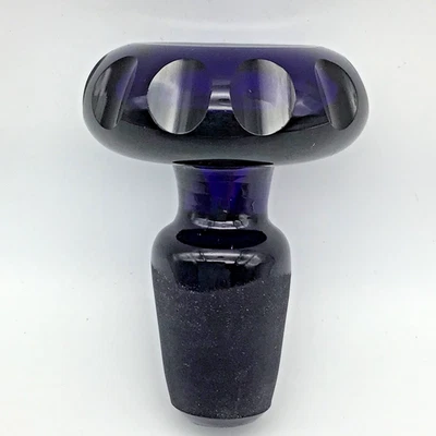 Royal Cobalt Blue Decanter Stopper Ground Bottom Area 3 Inches Tall - Image 1 of 4