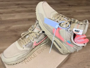 Sz 9 - OFF-WHITE × Air Max 90 Desert Ore AA7293 200 Same Day Shipped Preowned - Picture 1 of 13