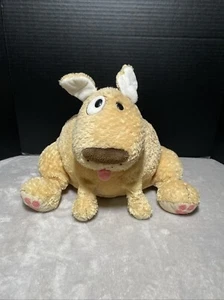 FIGI Plush Round Puppy Dog Pink Paws Tongue Out Chubby Kitten Sitting 12" Toy - Picture 1 of 5