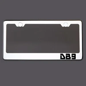 Polish Mirror License Plate Frame DB9 Laser Etched Metal Screw Cap - Imagen 1 de 8
