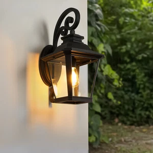 1 Pack 21'' Black Modern Outdoor Wall Light Exterior Glass Sconces Porch Fixture - Picture 1 of 12