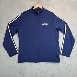 Seattle Seahawks Jacket Mens Medium Full Zip Pockets NFL Logo Long Sleeve Blue - Picture 1 of 12