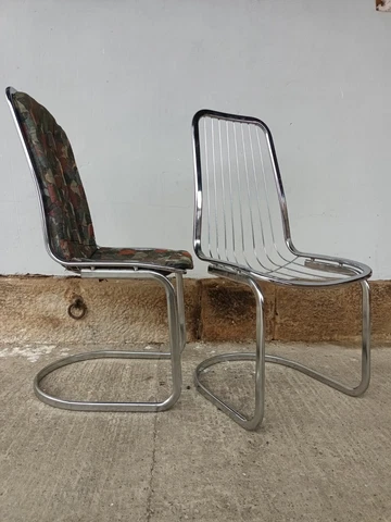 Designer Chrome Dining Room Chair Vintage Chair Cantilever 70er 1/2 Cover