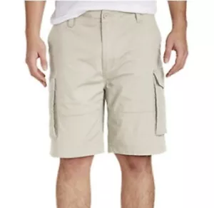 Nautica Big & Tall Nautica Stretch Ripstop Cotton Cargo Shorts - Stone, Size: 44 - Picture 1 of 4