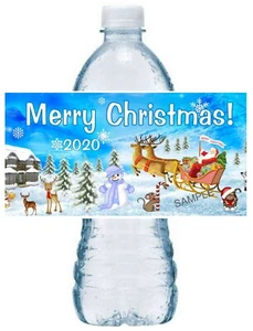 20 PEGATINAS DE CUMPLEAÑOS FIESTA DE NAVIDAD FAVORES BOTELLA DE AGUA ETIQUETAS - Imagen 1 de 1