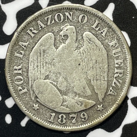 1879 Chile 20 Centavos Lot#M4591 Silver! Cover