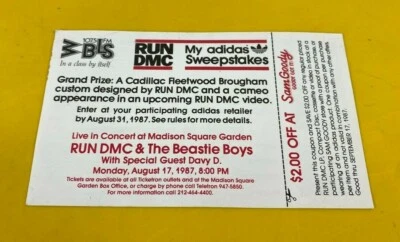 BEASTIE BOYS ADIDAS RUN DMC CLÁSICO HIP-HOP AÑOS 80 Together Forever Tour RARO CASI NUEVO Foto 1 de 2