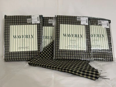 Nuevo Panel Cortina Waverly y 4 Cenefas Ascot MARCQUETTE NEGRO CUADROS ÉBANO Foto 1 de 4