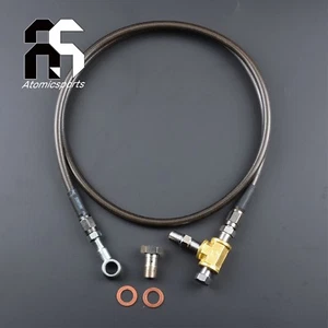 40" AN3 Oil Feed line For MHI TD02 TD03 TD04 M10x1.25mm / 1.5mm restrictor 1/8PT - Foto 1 di 4