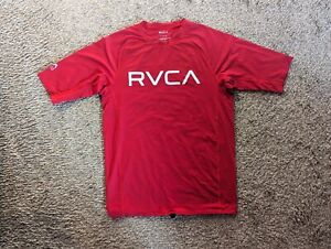 RVCA Men's Large SS Short Sleeve Shirt UV Rash Guard - Red