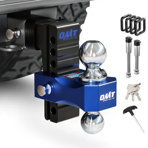 Adjustable Trailer Hitch 2'' Receiver 6'' Drop Rise Tow Dual Ball W/Lock 12500lb - Picture 1 of 9