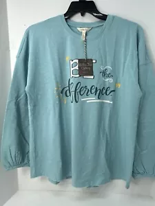 Matilda Jane Damen Langarm Large Neu mit Etikett Shirt Bluse blau/grün - Bild 1 von 14
