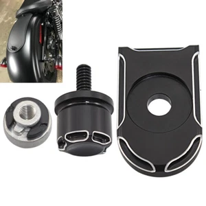 Black Rear Fender Seat Bolt Tab Screw Mount Knob Cover Nut For Harley Touring - Picture 1 of 20