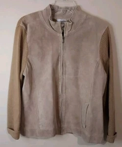 Pendleton Women's Petite Jacket Size Large Tan Merino Wool Leather - Picture 1 of 7