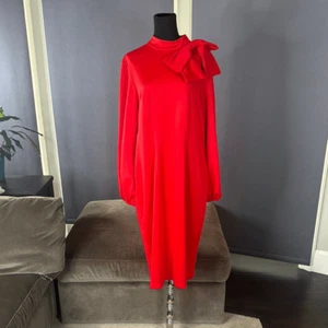 Rotes Langarm-Midikleid für Damen mit Schleifendetail Größe XL - Bild 1 von 14