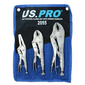 Locking Pliers Grip Wrench Plier Mole Grips with Ribbed handles 3pc Set - Picture 1 of 4