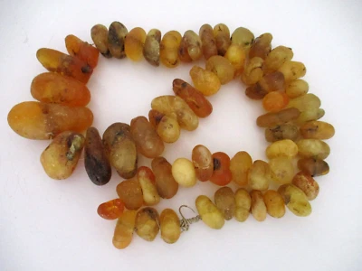 Винтажное ожерелье из натурального неотполированного балтийского янтаря тяжелые грубые коренастые самородки - Изображение 1 из 4