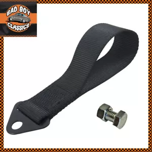 Black Universal Racing Drifting Motorsport JDM Tow Strap + Fixing Bolt - Picture 1 of 1