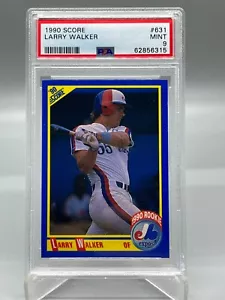 1990 Punteggio #631 Larry Walker PSA 9 Rookie GRADUATO Nuova HOF Expos SCHEDA Lastra - Foto 1 di 3
