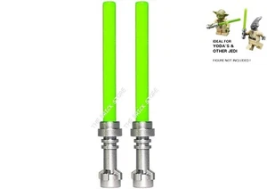2 X OFFICIAL LEGO - STAR WARS LIGHTSABERS - METALLIC / BRIGHT GREEN - FAST - NEW - Picture 1 of 1