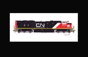 Canadian National IPO 25 SD70M-2 #8898 11""x17"" estampado enmarañado firmado por Andy Fletcher - Imagen 1 de 1