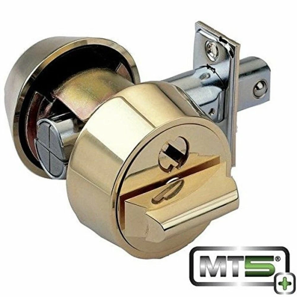 Mul T Lock Mt5 Deadbolt Hercular Double Cylinder 3 Keys -bright Brass
