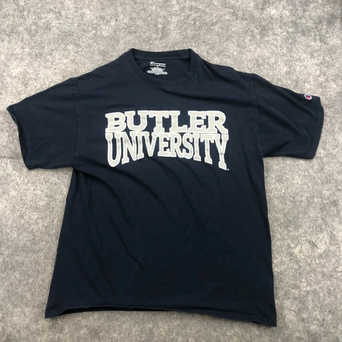 Butler Bulldogs Shirt Mens Large Blue Spell Out Short Sleeve Crewneck  NCAA Cover