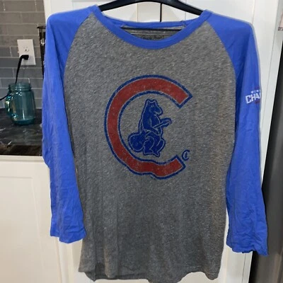 CHICAGO CUBS T Shirt MAJESTIC THREADS WMN MLB LARGE Jersey Style WORLD SERIES - Image 1 of 4