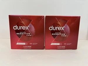 2 Pack - Durex Extra Sensitive Thin Latex Condoms Regular Fit - 24 Count - Picture 1 of 10