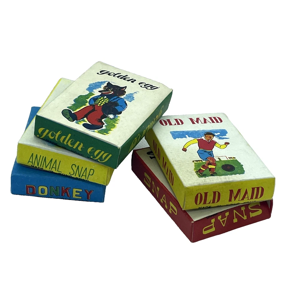 Lote de juegos de cartas de colección años 50: Golden Egg, Old Maid, Snap, Animal Snap, Donkey Hong Kong Foto 1 de 4
