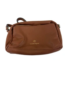 Nanette Lepore Crossbody Purse Pebbled Vegan Leather Zipper Caramel Brown New - Picture 1 of 4