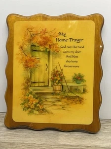 Applique vintage in legno "La mia preghiera di casa" targa decorazione casa da appendere - Foto 1 di 6