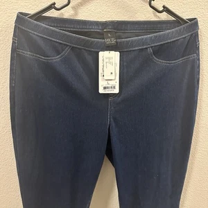HUE Women's Classic Stretch Denim Leggings Dark Wash - Size Large - NWT - Picture 1 of 5