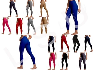 Ladies High Waist Slim Fit Lycra Leggings Stretchy Tummy Control Gym Yoga Casual - Picture 1 of 15