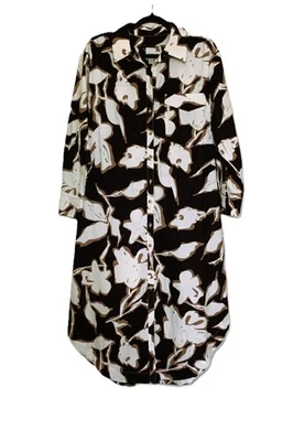 Maeve Soren Long Sleeve Shirt Dress Black White Floral Sz MP - Image 1 of 4
