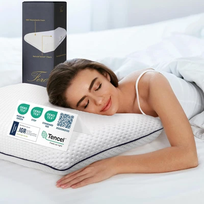 Cuscino Memory Foam Ergonomico 60X40X10 Con Fibra Tencel – Lusso E Comfort per U - Immagine 1 di 4