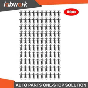 Labwork 100x 8mm Car Hole Push Pin Clips Plastic Rivets Fastener Fender Bumper - Picture 1 of 11