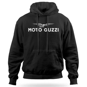 Felpa Maglia Cappuccio Motoguzzi Moto Guzzi Bianca Nera Uomo S M L XL XXL XXXL - Picture 1 of 5
