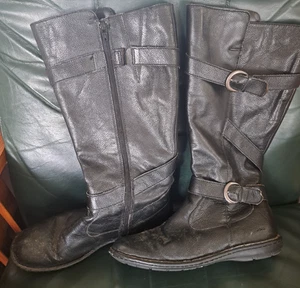 BOC Leather Boots Women’s Sz 9.5M Black Riding Tall Mid Calf Zip C76109 - Picture 1 of 3