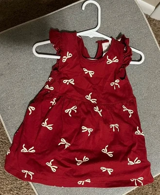 Vestido H&M Bebé Niña Talla 9-12 Meses Rojo Lazos Manga Corta Foto 1 de 4