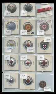 RED CROSS PINS - 15 DIFFERENT U.S. PINS, 14 RED CROSS AND 1 W.S.S. - Picture 1 of 2