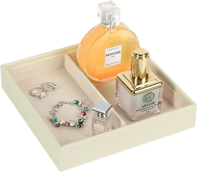 Bandeja de valet de cuero, almacenamiento Catchall para mujeres tocador mesita de noche bandeja para llaves, teléfono Foto 1 de 4