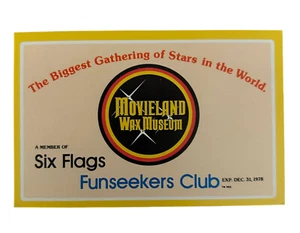 Vintage 1970's Movieland Wax Museum Six Flags Fun Seekers Club Member Card (D8) - Picture 1 of 4