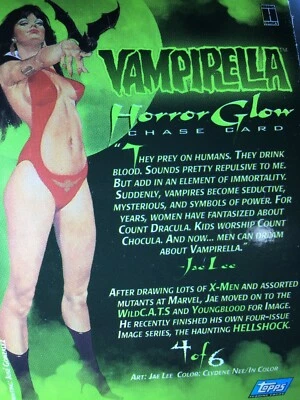 VAMPIRELLA HORROR GLOW in the dark CHASE SET CARDS 1 2 3 4 5 6 MINT NEW vintage  - Image 1 of 4