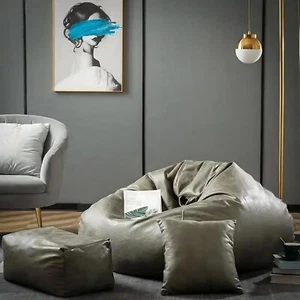 Sitzsack Stuhl Sofabezug mit Fußstützenbezug Kunstleder ohne Bohnen XXXL - Bild 1 von 4