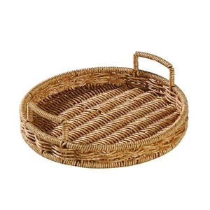 Handwoven Rattan Serving Tray with Handle - Picture 1 of 7